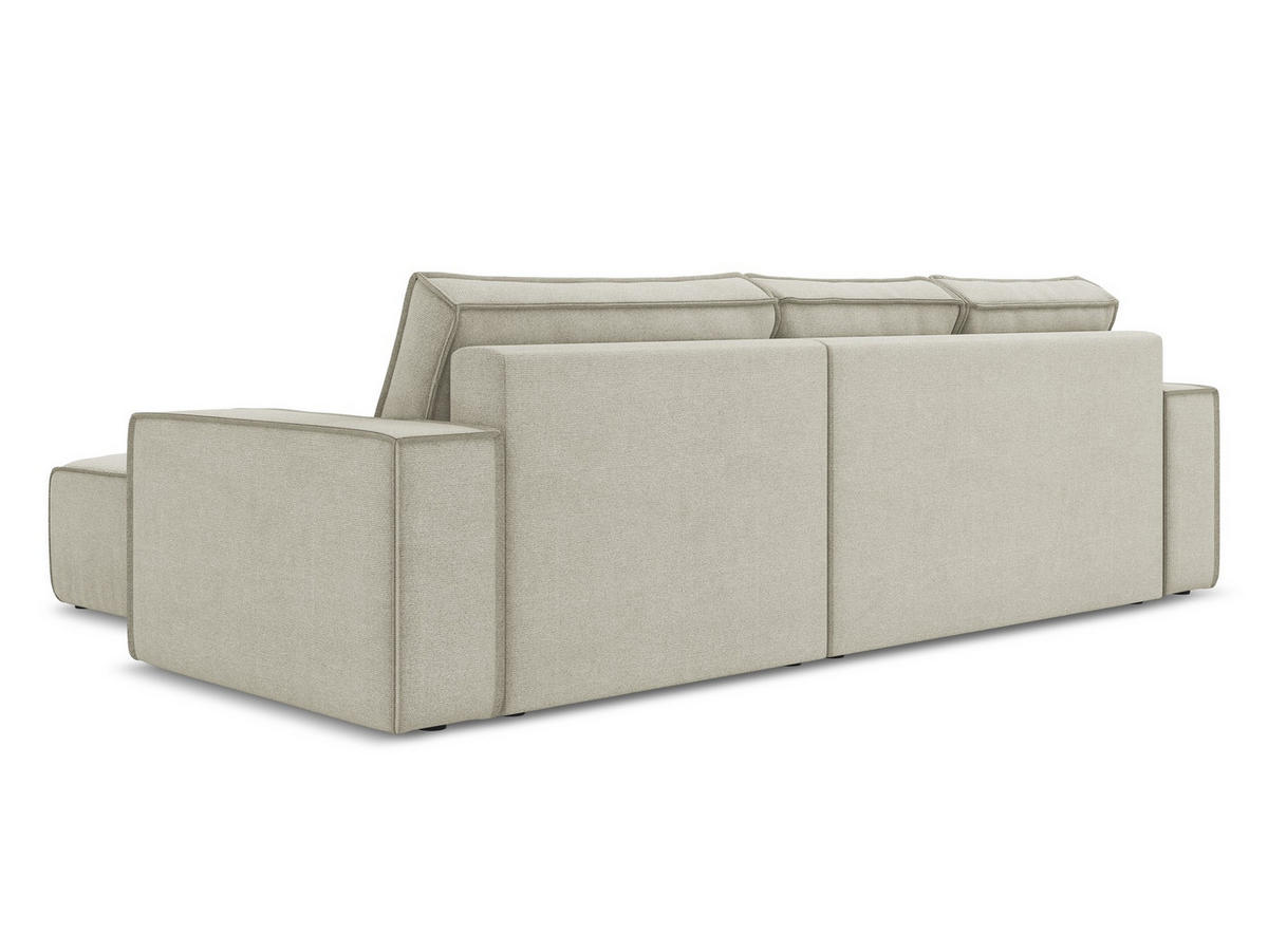 ECKSOFA mit Schlaffunktion Strukturstoff Stoff Beige - Beige/Creme, Kunststoff/Textil (290/185cm) - Makamii