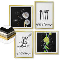 WANDBILDER 4er Set - 50x50 cm & 40x60 cm Goldrahmen - Löwenzahn-Kalk-Kücheninschriften - Goldfarben, Kunststoff (50/50cm) - ArtPrintCave
