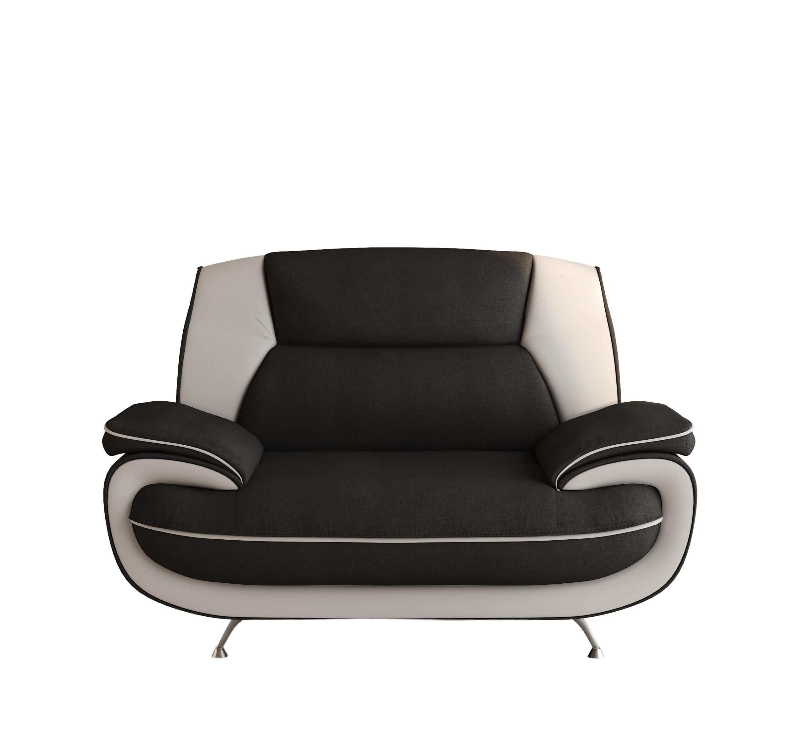 SESSEL, Stoff Kronos, Schwarz + Weiß, Palermo - Schwarz, Holz (128/89/87cm) - Kaiser Möbel