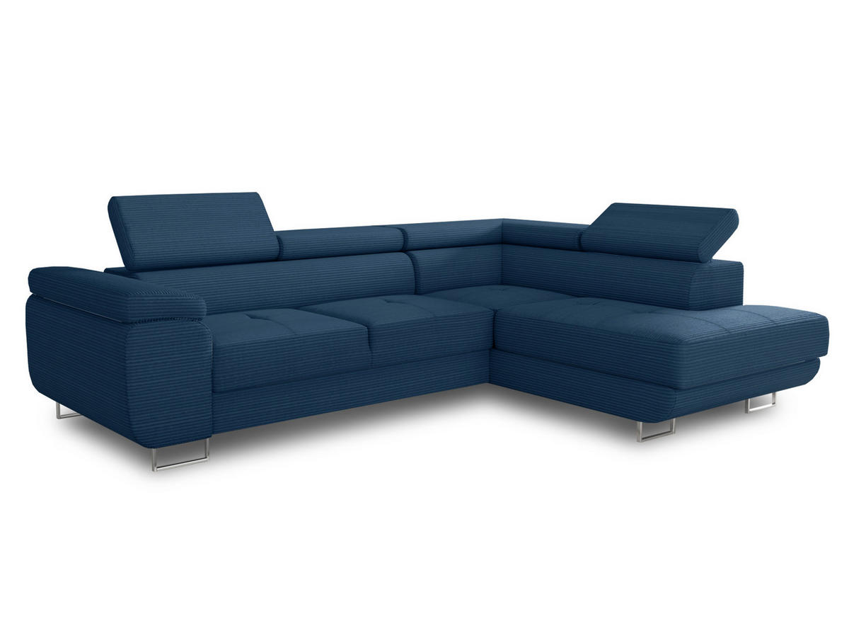 ECKSOFA Caris Cord, Seite: Rechts - Blau, Holz/Textil (273/203cm) - Sofnet