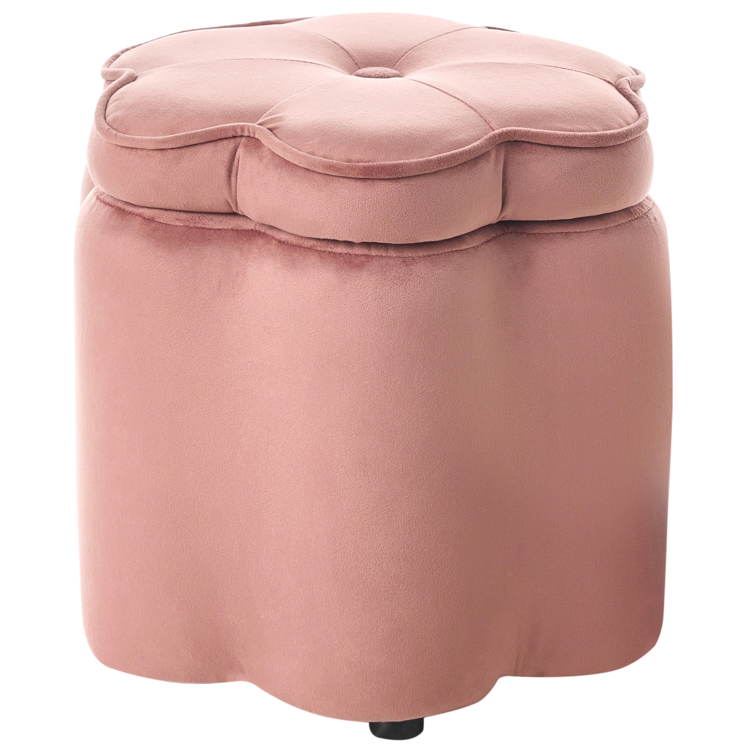 KINDERHOCKER mit Stauraum Samtstoff Rosa Blume Flower - Pink/Schwarz, Textil (40/38/40cm) - Beliani