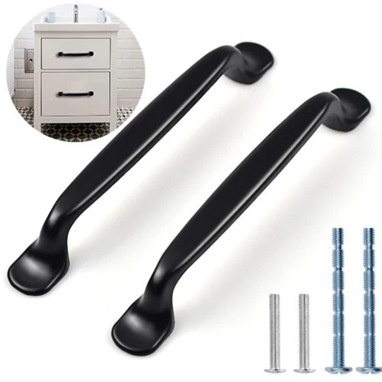 MÖBELGRIFF Schwarz 12er-Set 96 mm - Schwarz, Metall (1.9/2/11cm)