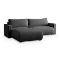ECKSOFA TURIN P Graphitfarben Kordstoff mit Schlaffunktion - Graphitfarben, Holz (265/183cm) - MASSENO