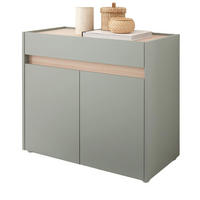 SCHUHSCHRANK Flur Kommode in Salbei Grün mit Eiche, Schubkasten und Fächer, 80 x 70 cm - Salbeigrün/Eichefarben, Holz/Holzwerkstoff (80/70/40cm) - Furn.Design