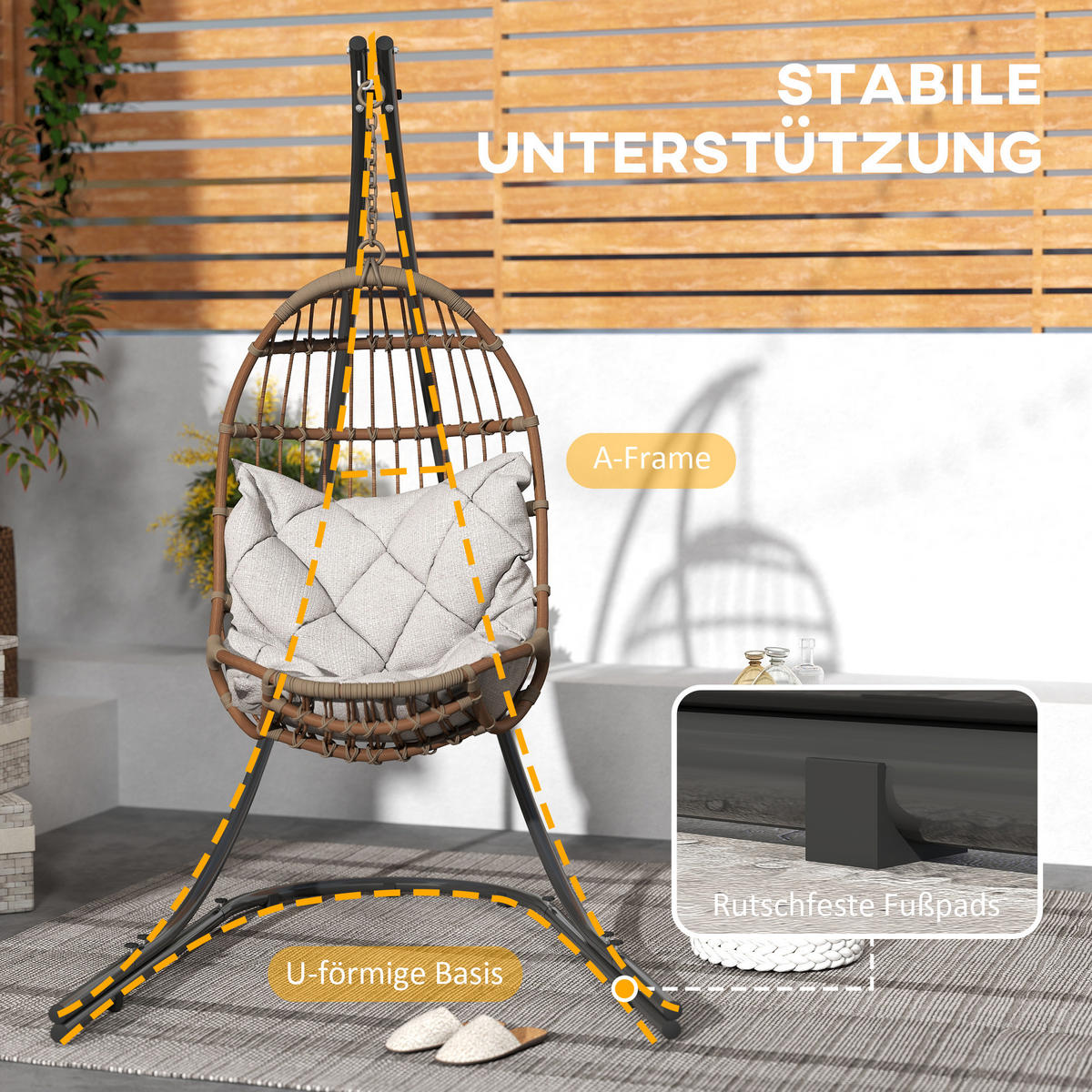 GESTELL für Hängesessel in C-Form Metall - Schwarz, Metall (154/134/221cm) - Outsunny