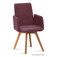 ARMLEHNSTUHL (6er-Set) Dilys 52x92x60 Eiche geölt/Marsala - Eichefarben/Brombeere, Kunststoff (60/92/52cm) - 58aufmkessel