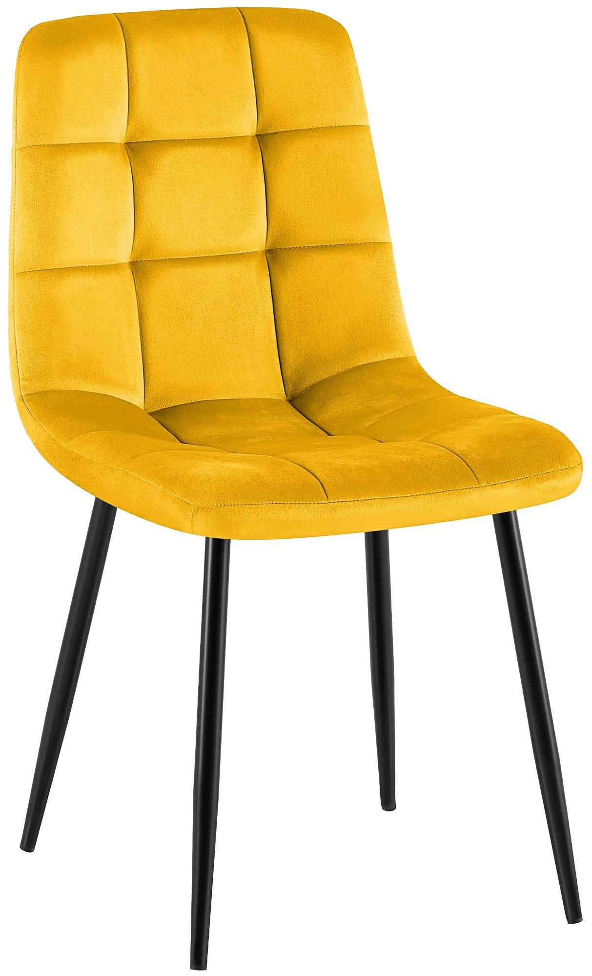 STUHL Samt Gelb - Gelb/Schwarz, Textil/Metall (45/84/55cm) - CLP