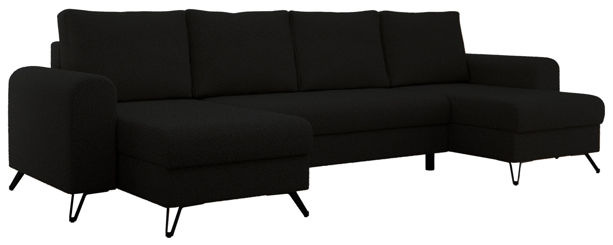 WOHNLANDSCHAFT AXEL U Boucle Schwarz - Schwarz, Textil/Metall (312/90/140cm) - MKS