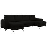 WOHNLANDSCHAFT AXEL U Boucle Schwarz - Schwarz, Textil/Metall (312/90/140cm) - MKS