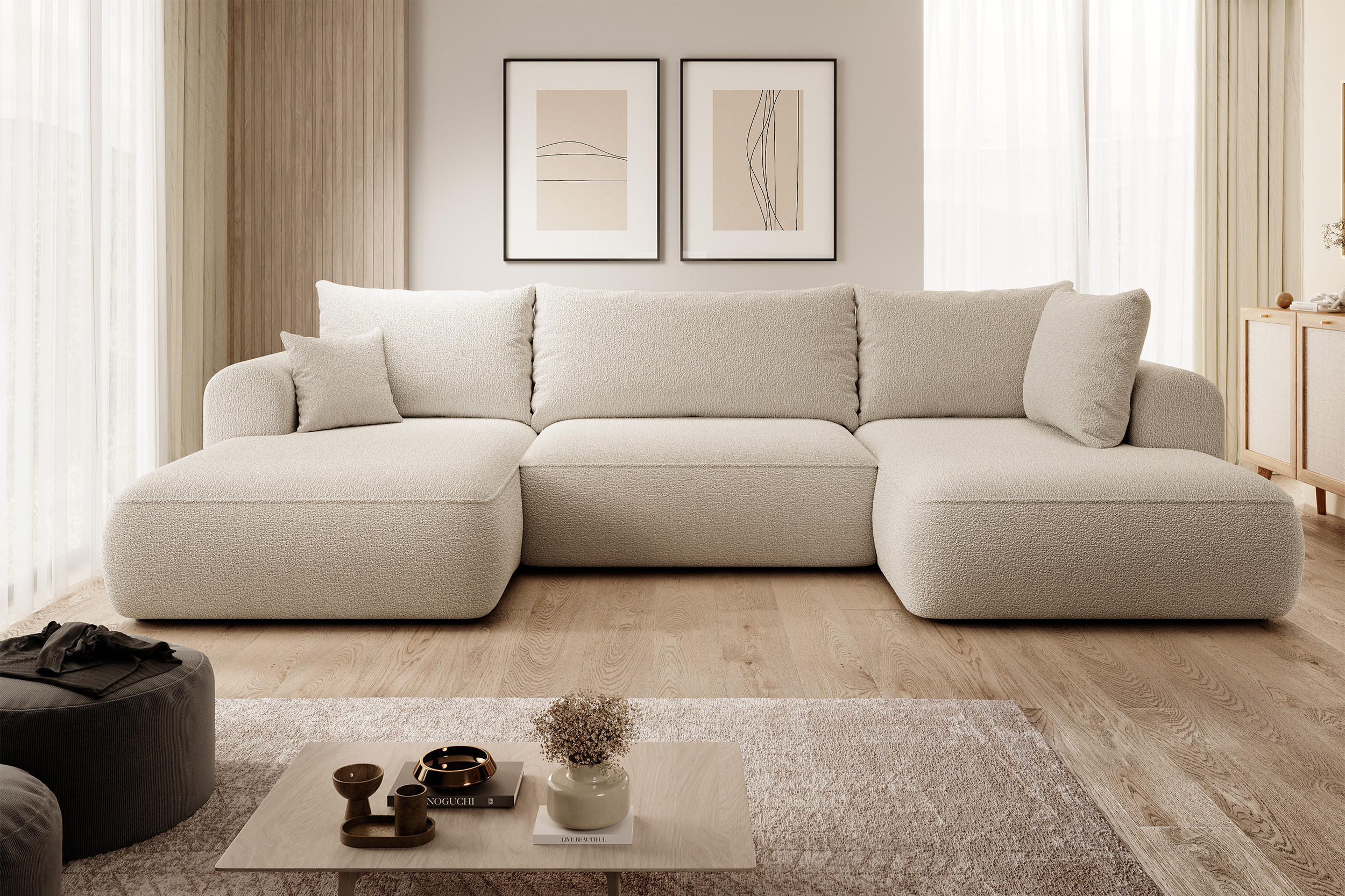 Thumbnail - Selsey Wohnlandschaft, Beige, Textil, U-Form, 375x95x185 cm, Wohnzimmer, Sofas & Couches, Wohnlandschaften, Wohnlandscha...