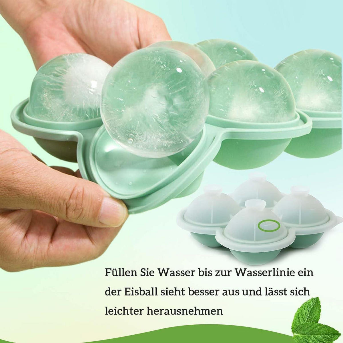 EISWÜRFELFORM 2er-Set Silikon 4.5 cm rund - Multicolor, Kunststoff (15/7.5/18cm)