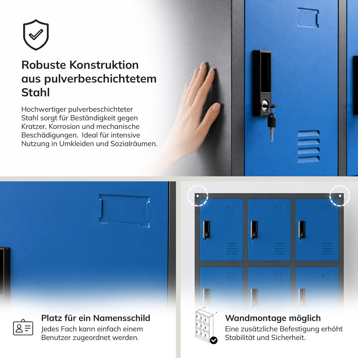 SCHLIESSFACHSCHRANK Marcin 90 x 185 x 40 cm - Blau/Anthrazit, Metall (90/185/40cm) - Jan Nowak