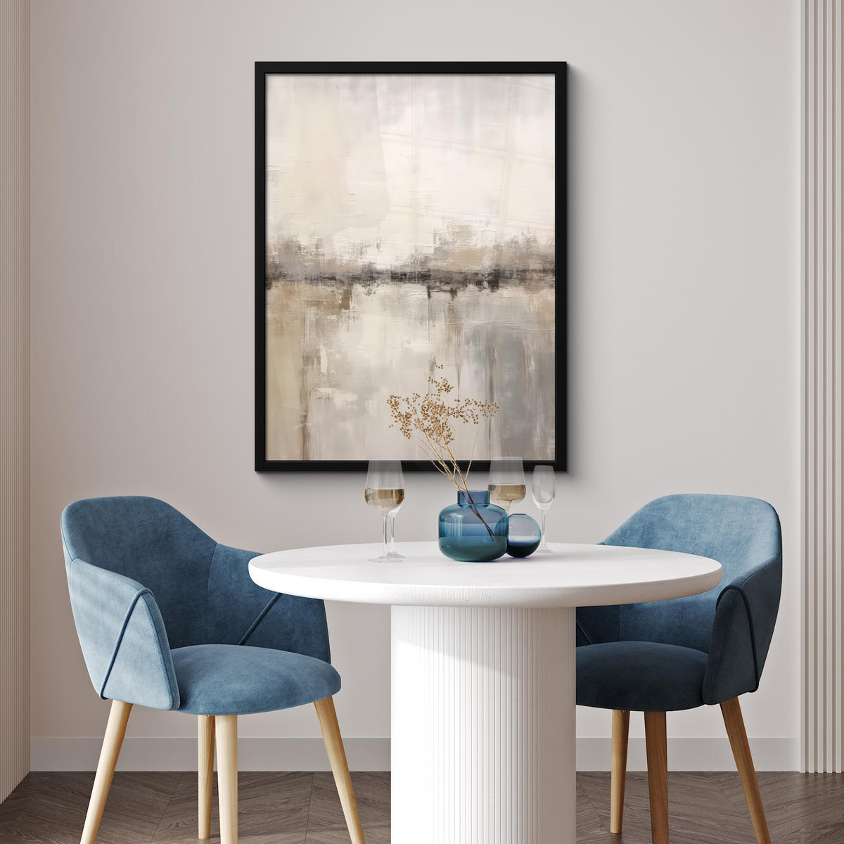 GERAHMTES BILD Moderne Kunst - Abstrakt - Beige 60x80 cm - Beige, Papier (60/80cm) - MuchoWow
