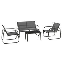 GARTENMÖBEL-SET, Stahl, Mesh, Schwarz - Schwarz, Metall - Outsunny