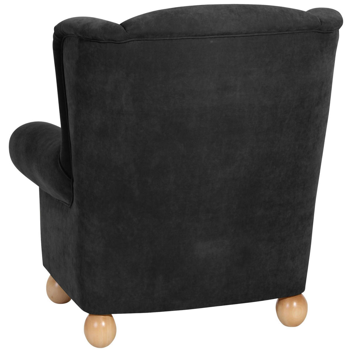 OHRENBACKENSESSEL Kasha Bezug Veloursstoff Buche natur / schwarz - Buchefarben/Schwarz, Kunststoff (93/103/87cm) - 58aufmkessel