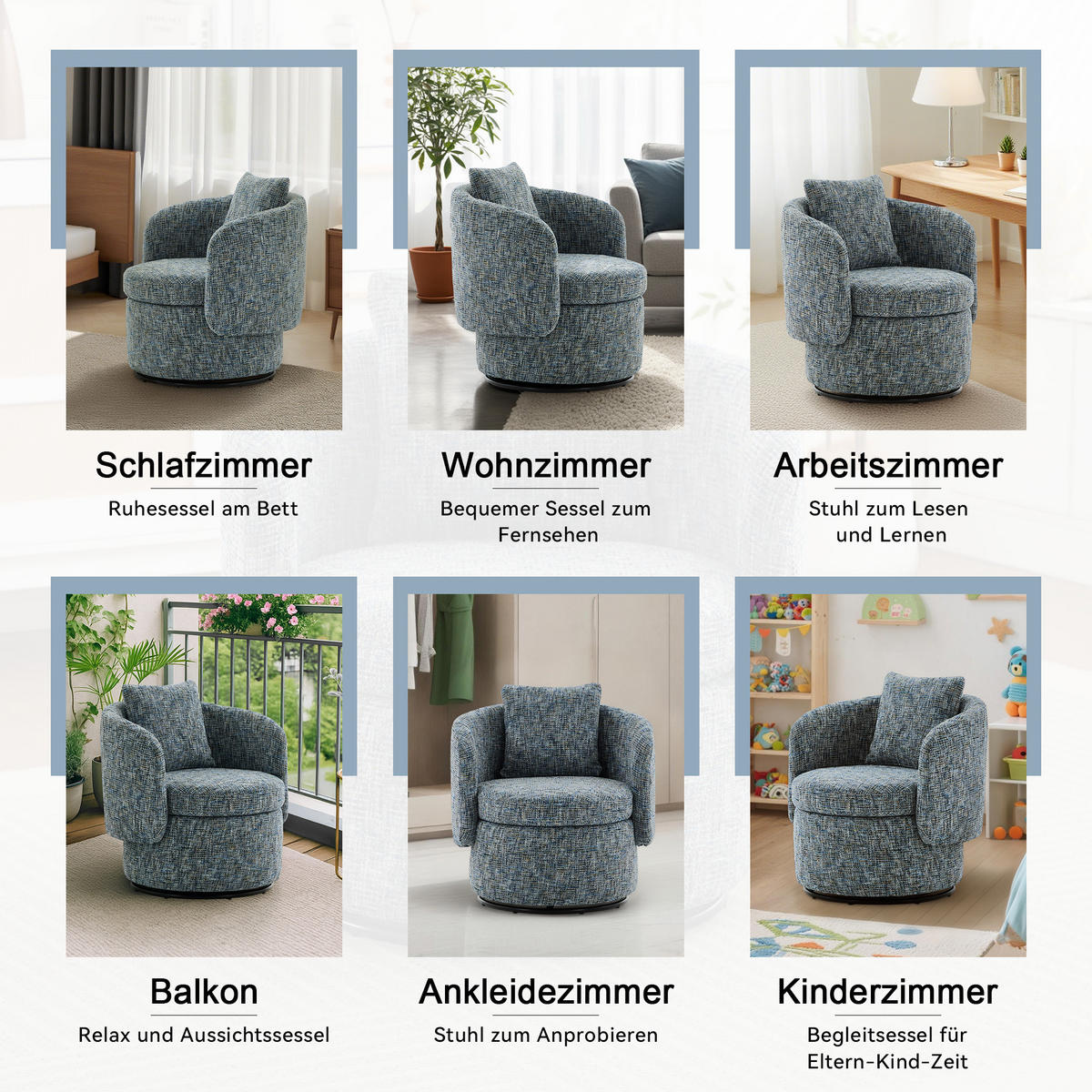 SESSEL Chenille mit verstecktem Stauraum 72/66.5/76 cm Blau - Blau, Textil (66.5/76/72cm) - Redom