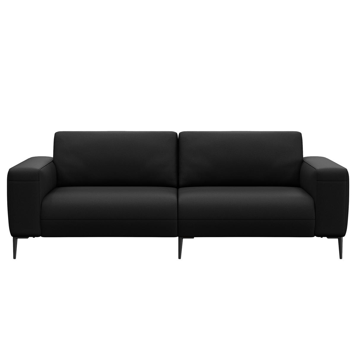 3-SITZER SOFA - Schwarz, Leder/Metall (225/77/88cm) - home24