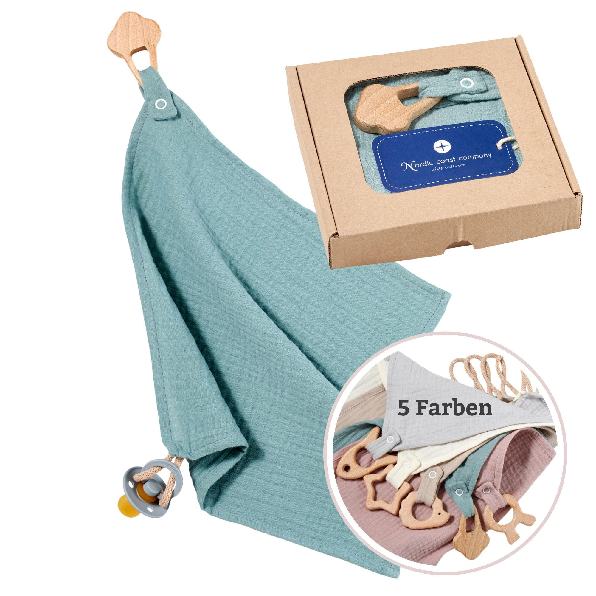 KUSCHELTUCH Schnullertuch Musselin Schmusetuch Geburtsgeschenk - Mintgrün, Textil (30/1/30cm) - nordic coast company