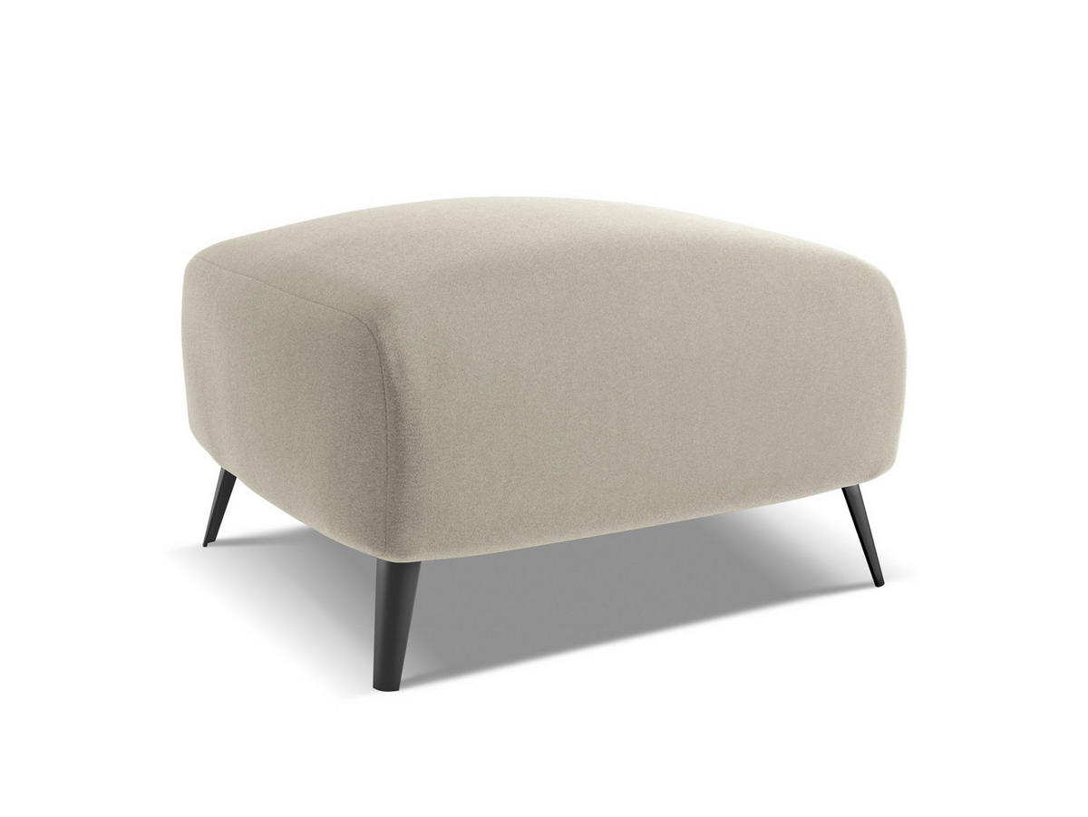 POUF Samt Stoff Creme - Perlmutt/Creme, Textil/Metall (65/44/65cm) - Makamii