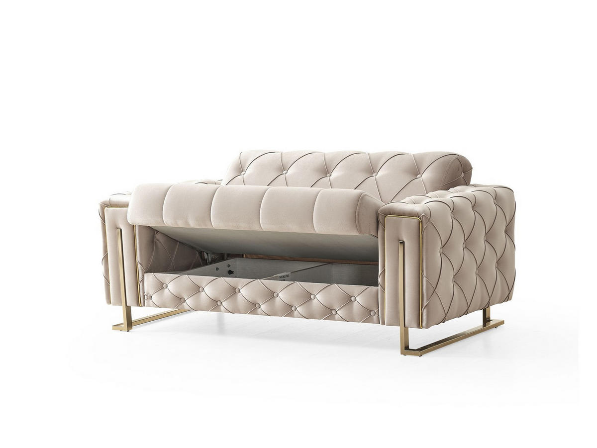 SITZGARNITUR Shimla, Beige Stellvariante 3+2+1 - Beige, Holzwerkstoff/Metall (220/80/100cm)