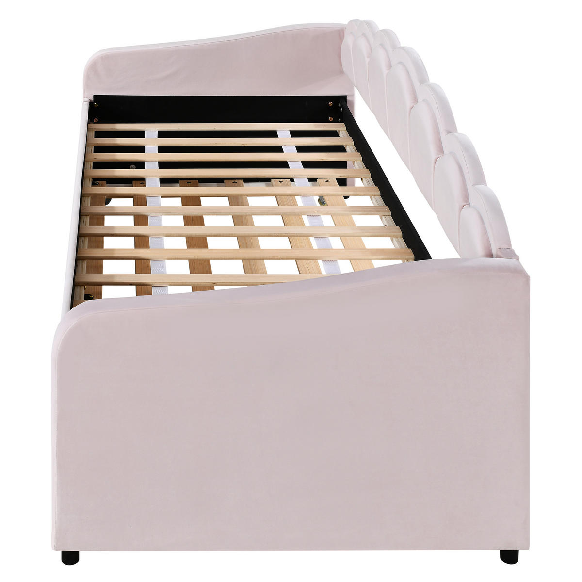 POLSTERBETT aus Samt 90x200 cm in Rosa mit LED-Beleuchtung & Rollbett - Rosa, Textil (90/200cm) - Modfu