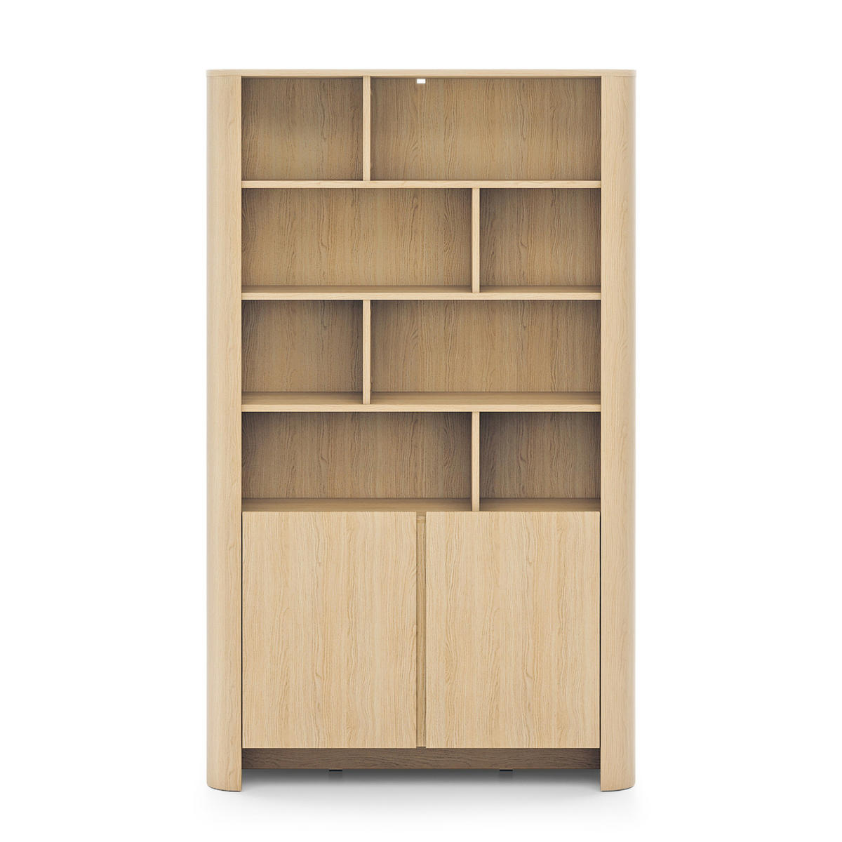 BÜCHERREGAL AMOS REG1-2D Abgerundeter Korpus, Eiche - Eichefarben, Holzwerkstoff/Kunststoff (103/170/39cm) - Komodee