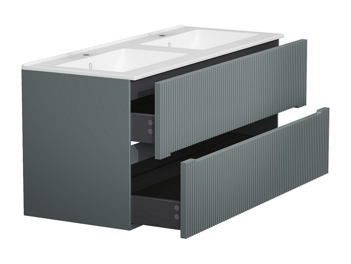 DOPPELWASCHTISCH - 120cm x 45.5cm - MDF - grau - PAVANI - Grau, Holz (120/55/45.5cm) - Vente-Unique