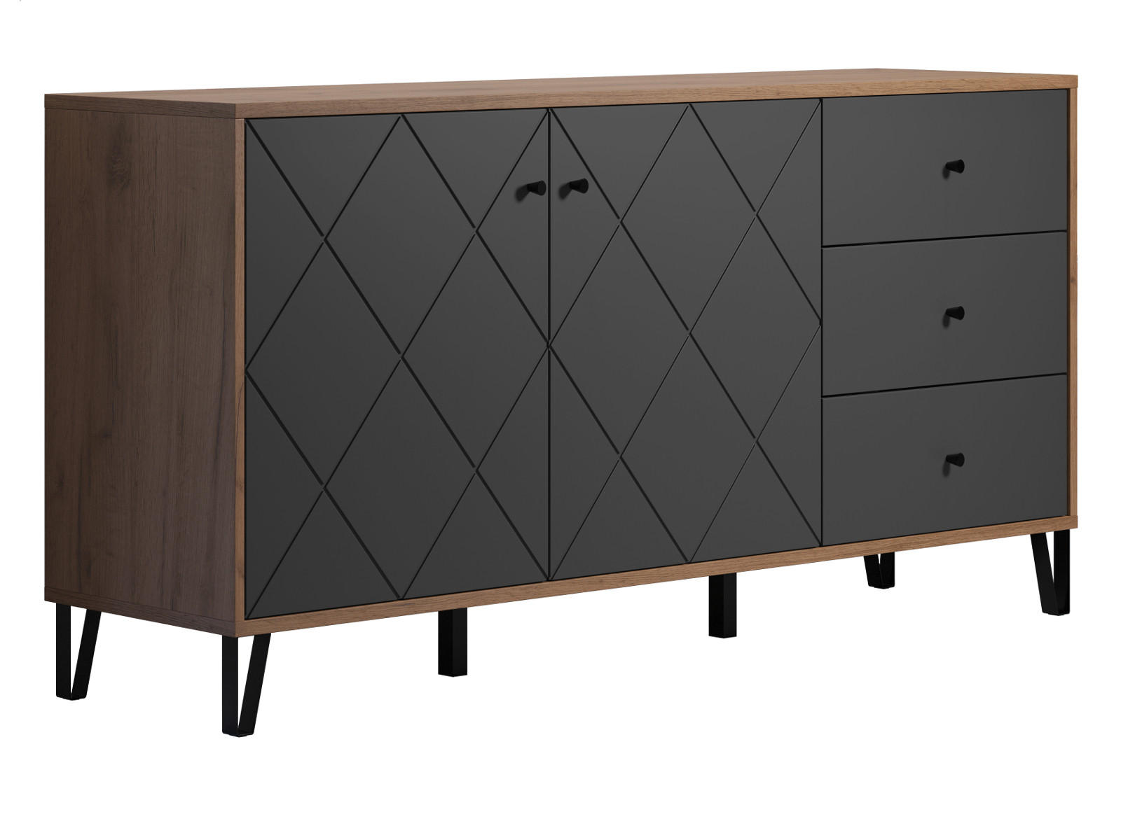 Top.Furn Sideboard Grau, Eiche 183x76x40 cm