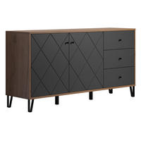 SIDEBOARD Graphite grau, Eiche Kraft Gold 183 x 76 cm, Kommode mit Soft-Close - Eichefarben/Schwarz, Holzwerkstoff/Kunststoff (183/76/40cm) - Top.Furn