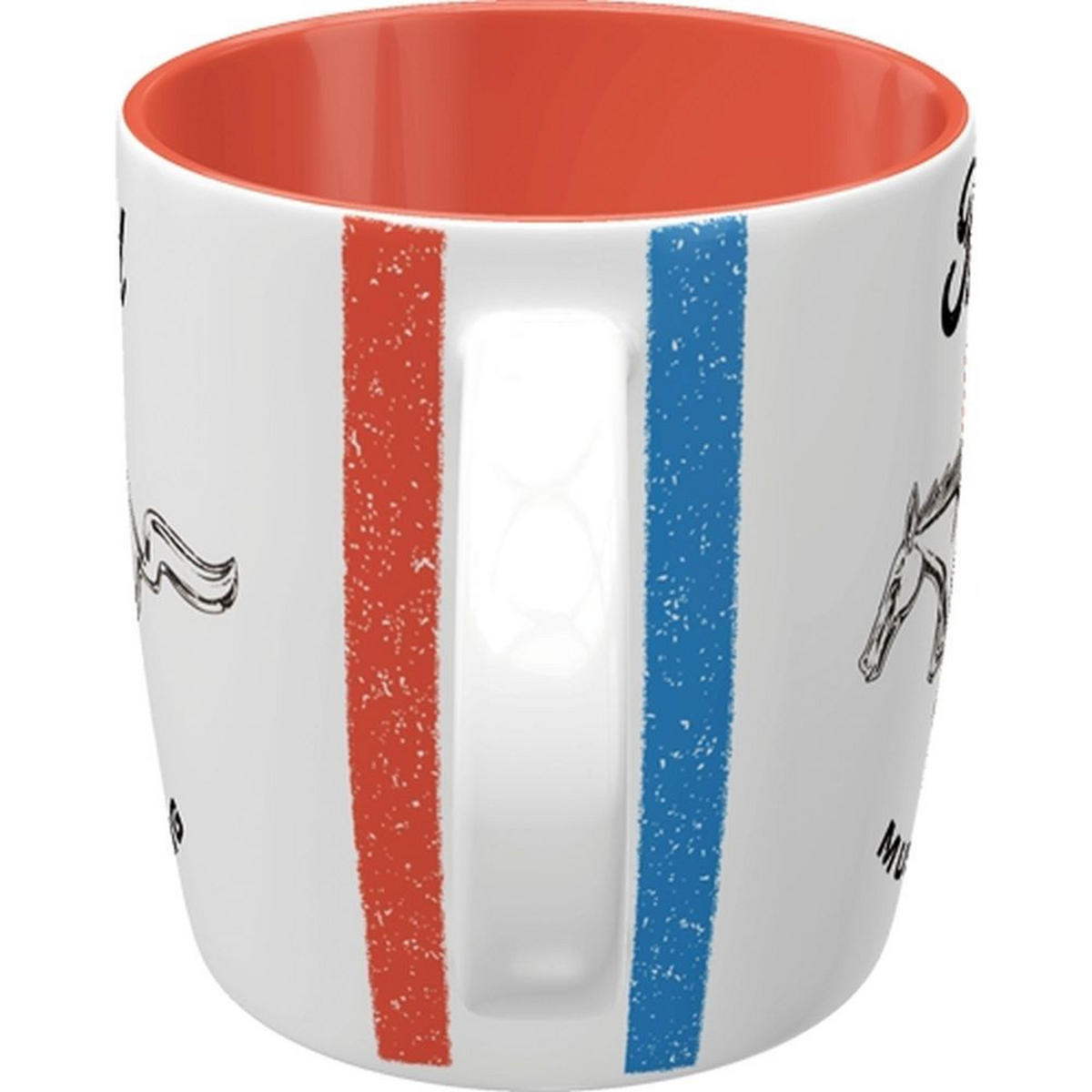 KAFFEETASSE 330 ml Ford Mustang Horse & Stripes Logo - Multicolor, Keramik (0.33L) - Nostalgic-Art