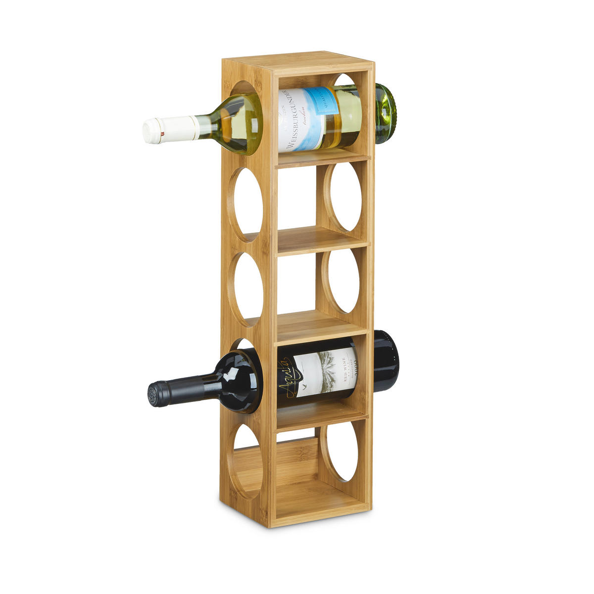 WEINREGAL - Hellbraun, Holz (14/53/12cm) - Relaxdays
