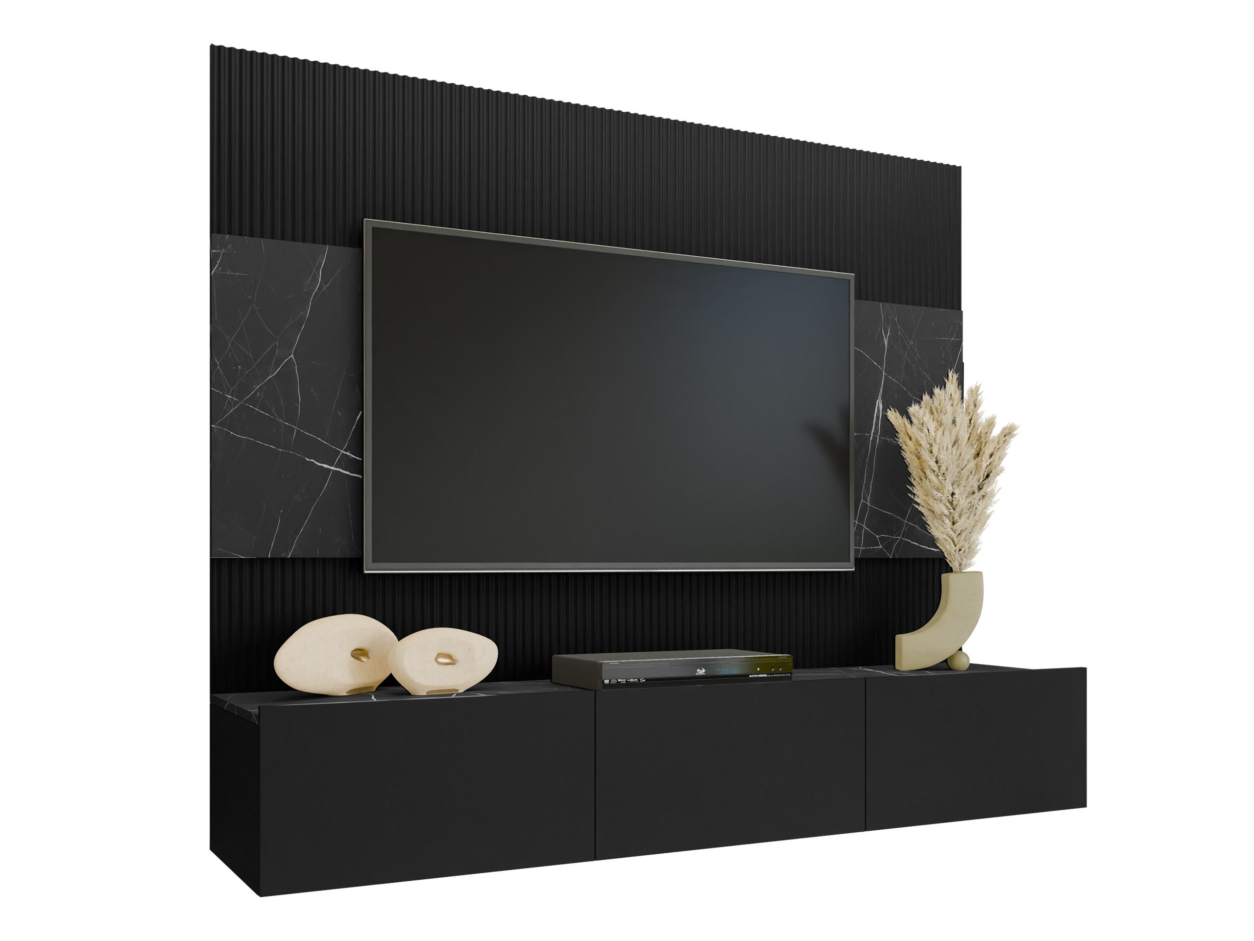 WOHNWAND Deromi III - Schwarz, Holzwerkstoff (180/150/38cm) - MIRJAN24
