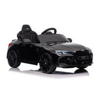 KINDER ELEKTROAUTO BMW M4 schwarz EVA-Reifen, Kunstledersitz, lizenziert, 2x 35 Watt Motoren, 2 Motoren - Schwarz, Kunststoff (110/74/49cm) - Es-Toys
