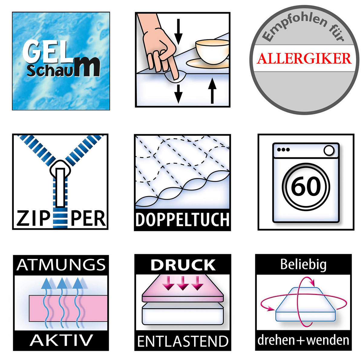 GELSCHAUMTOPPER MaGeTo 2000, Größe: 180x200 - Weiß, Textil (180/200cm) - Betten-ABC