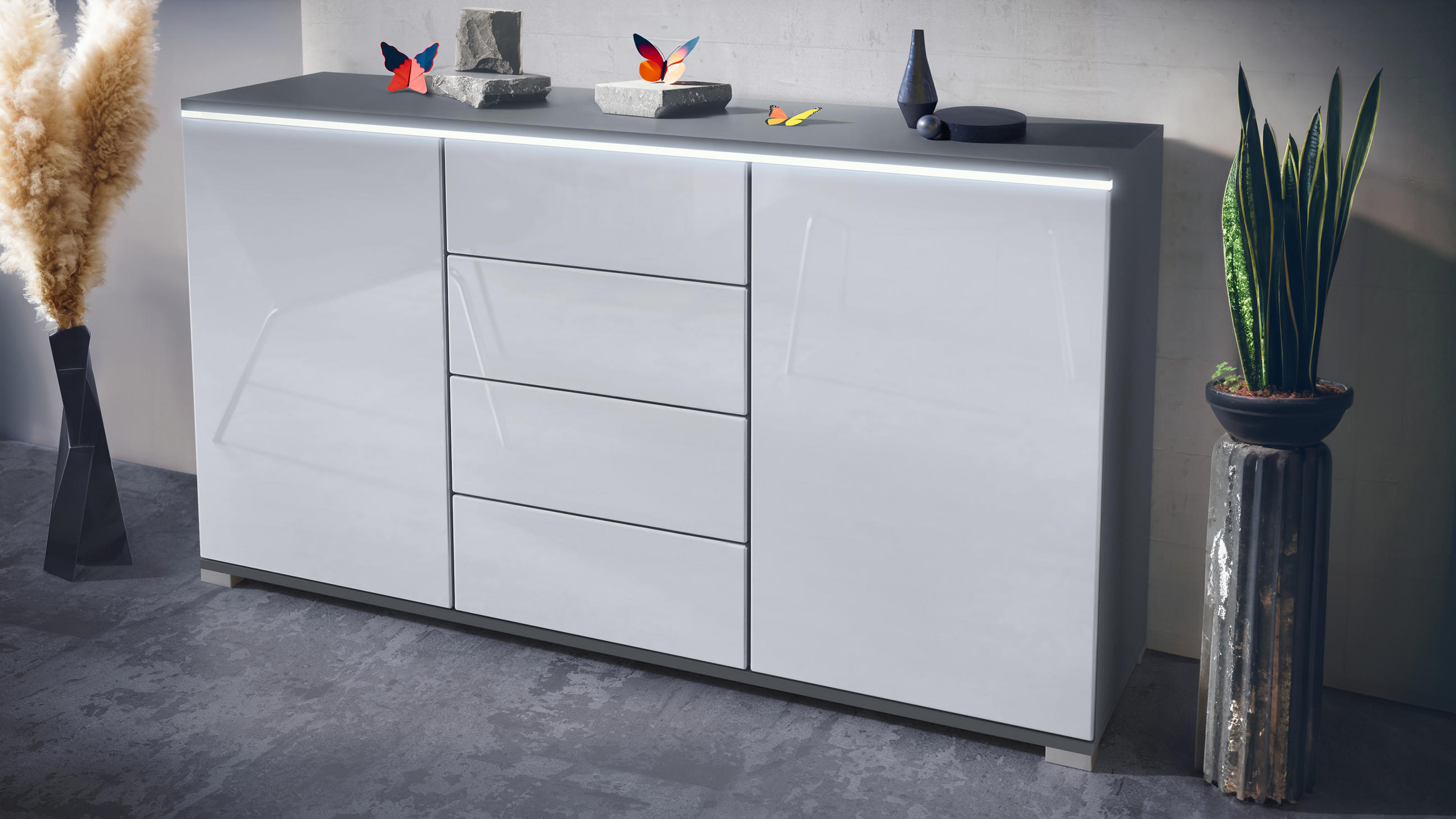 SIDEBOARD Faro Weiß Hochglanz - Weiß Hochglanz, Holzwerkstoff (138.5/75.5/35cm) - Vladon