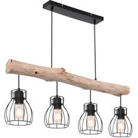 LED HÄNGELEUCHTE Holz Schwarz - Schwarz, Holz (82.5/13.6/140cm) - Globo Lighting