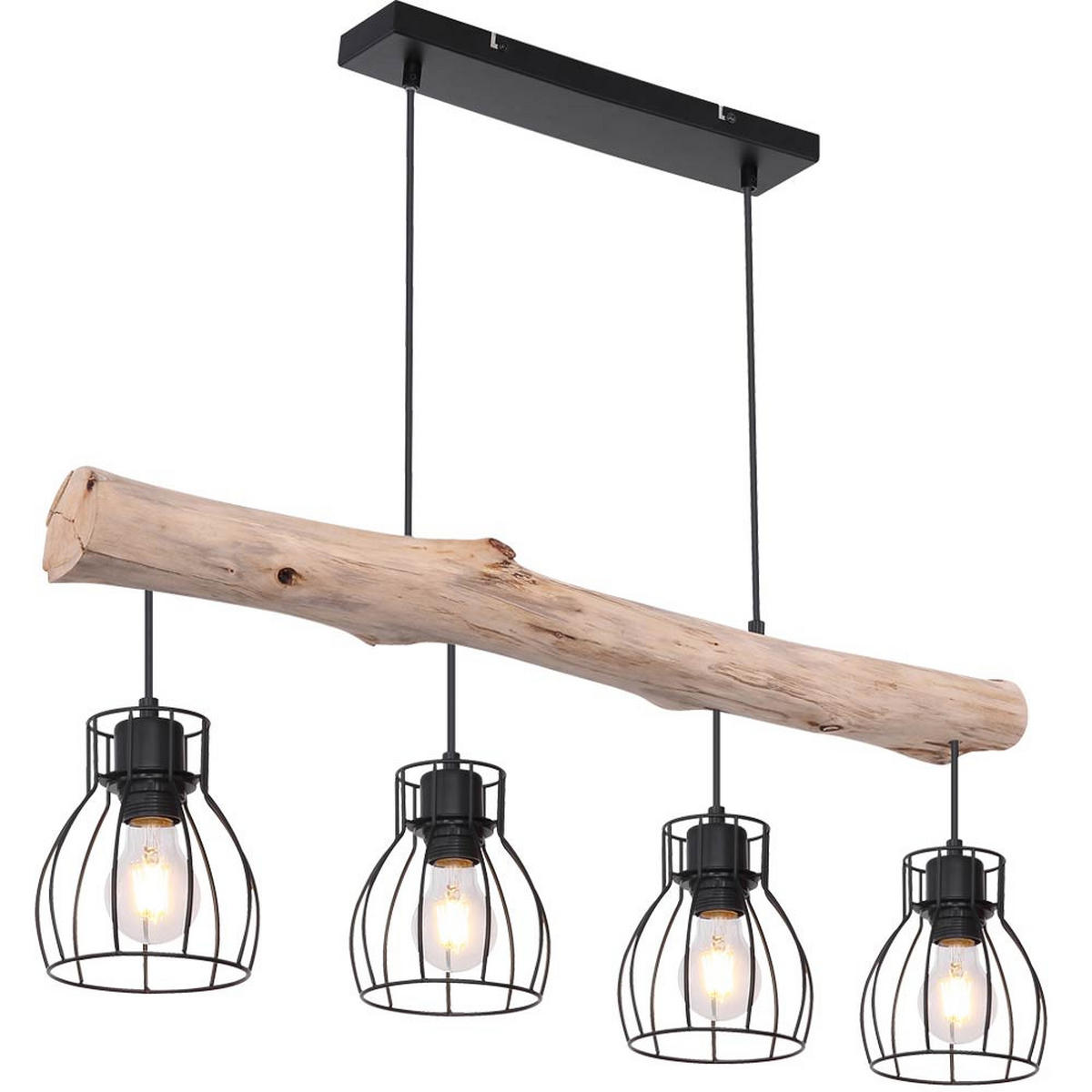 LED HÄNGELEUCHTE Holz Schwarz - Schwarz, Holz (82.5/13.6/140cm) - Globo Lighting