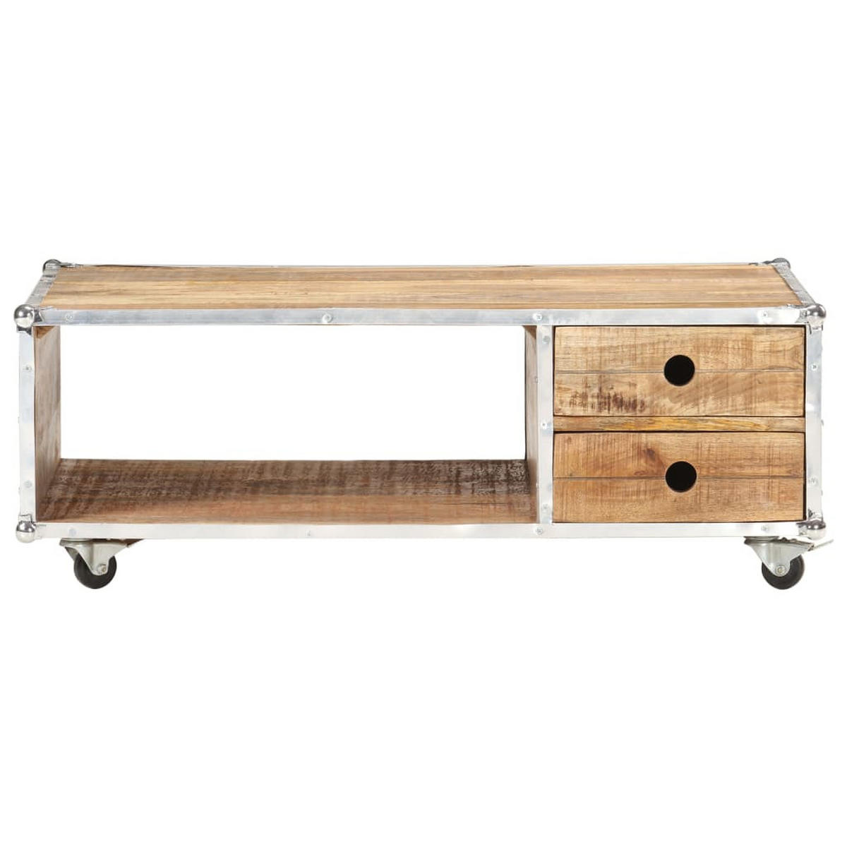COUCHTISCH 89x59x33 cm Massives Raues Mangoholz - Braun, Holzwerkstoff (89/89/33cm) - furnicato