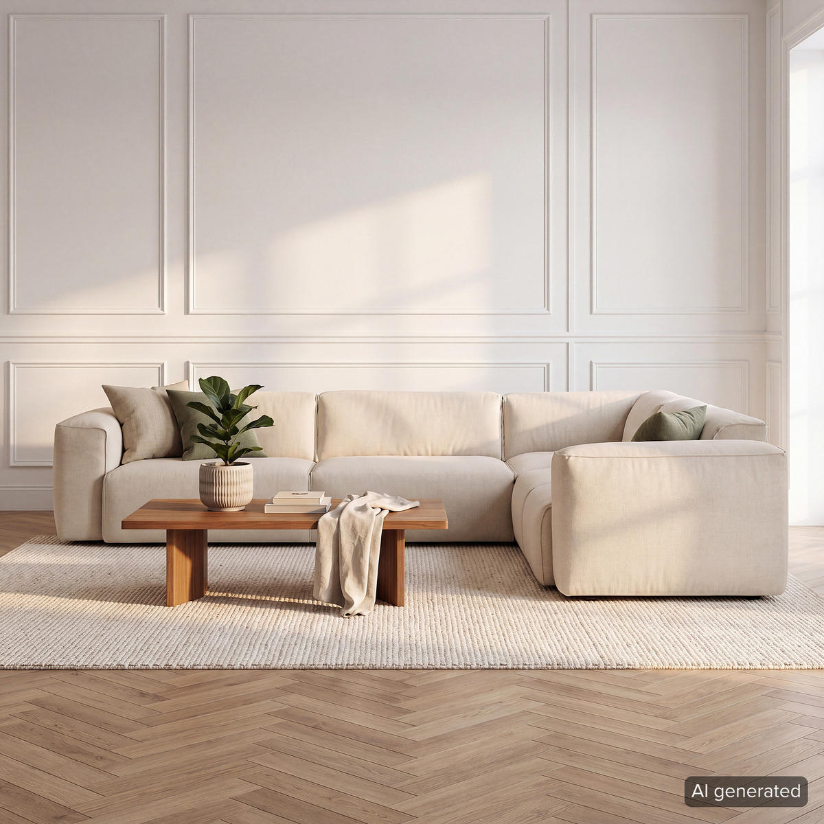 ECKSOFA mit Rundecke - Beige/Schwarz, Kunststoff/Textil (325/260cm) - home24