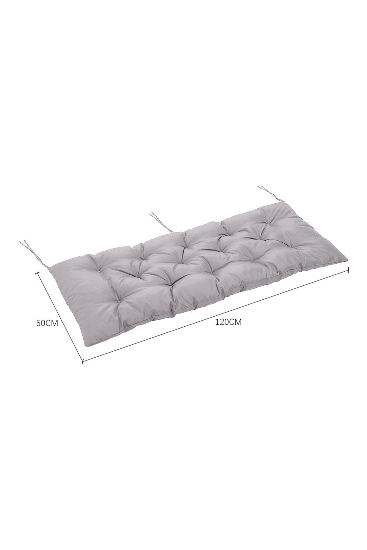 SITZKISSEN aus Polyester PP-Baumwolle in Hellgrau für Gartenbänke Leicht und tragbar Sichere Befestigungsbänder 120 x 50 cm - Grau, Textil (50/72/120cm) - Livingandhome