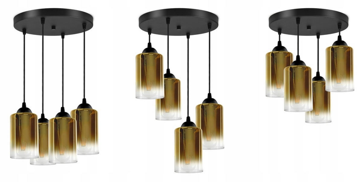 PENDELLEUCHTE GRAF - Transparent/Goldfarben, Glas/Metall (35/35/80cm) - kiki design