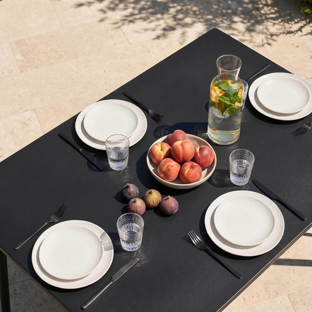 GARTENTISCH, Schwarz - Schwarz, Metall (120/70/72cm) - Oviala