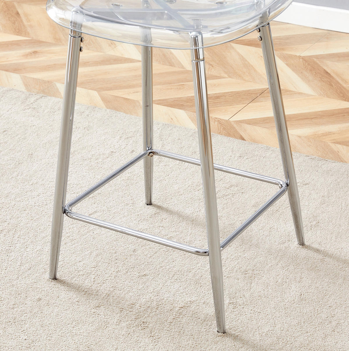BARHOCKER 2er-Set transparent mit Metallgestell Silber - Silberfarben, Metall (45/102/51cm) - Meubliv