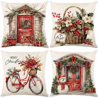 KISSENBEZUG – Weihnachtskissenbezug (Kissenfüllung nicht enthalten) – 45 x 45 cm – Multicolor(vier Stück) - Multicolor, Textil (45/45cm)