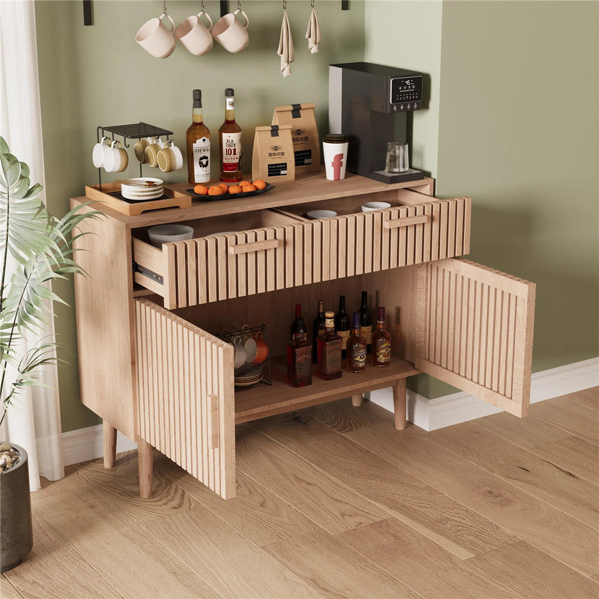 KOMMODE Holzdesign ca. 100x80x35 cm - Naturfarben, Holz (100/80/35cm) - Kaket