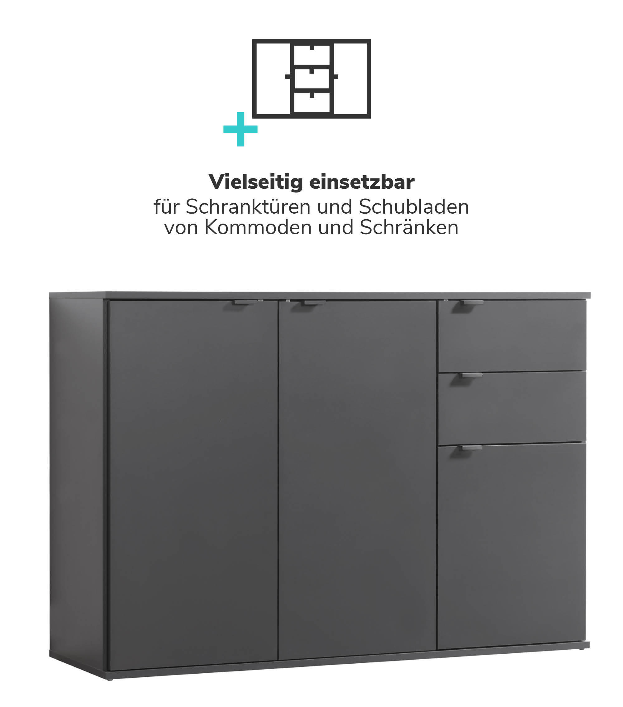 MÖBELGRIFF Der Handliche - Anthrazit/Schwarz, Metall (1.5/3.5/5cm) - Mokebo