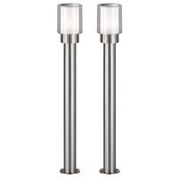 STEHLEUCHTE Edelstahl Silber Weiß 2er Set - Silberfarben, Metall (12/12/80cm)