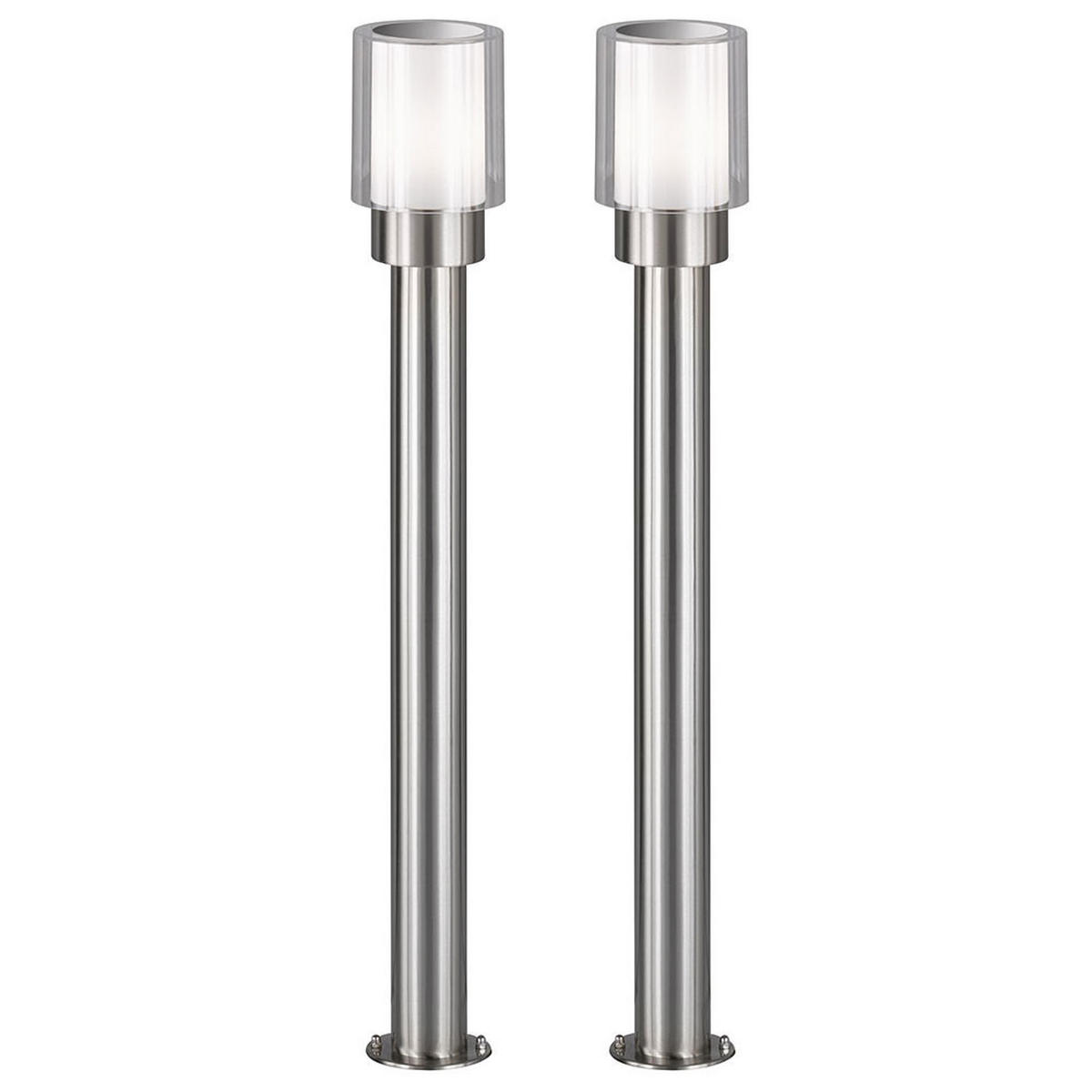 STEHLEUCHTE Edelstahl Silber Weiß 2er Set - Silberfarben, Metall (12/12/80cm)