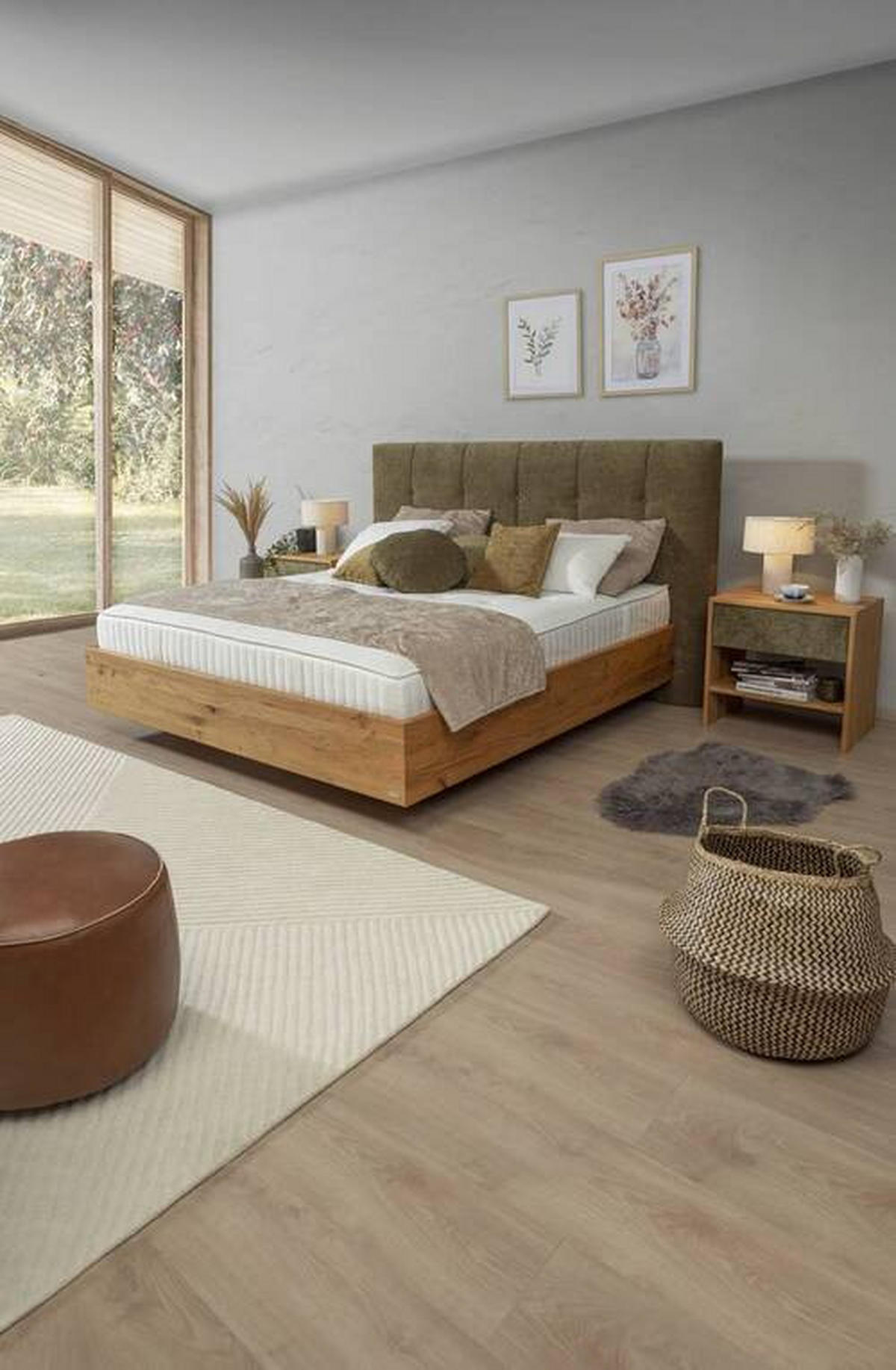 BOXSPRINGBETT 180/200 cm  in Waldgrün, Wildeiche  - Waldgrün/Wildeiche, Natur, Holz/Textil (180/200cm) - Valnatura