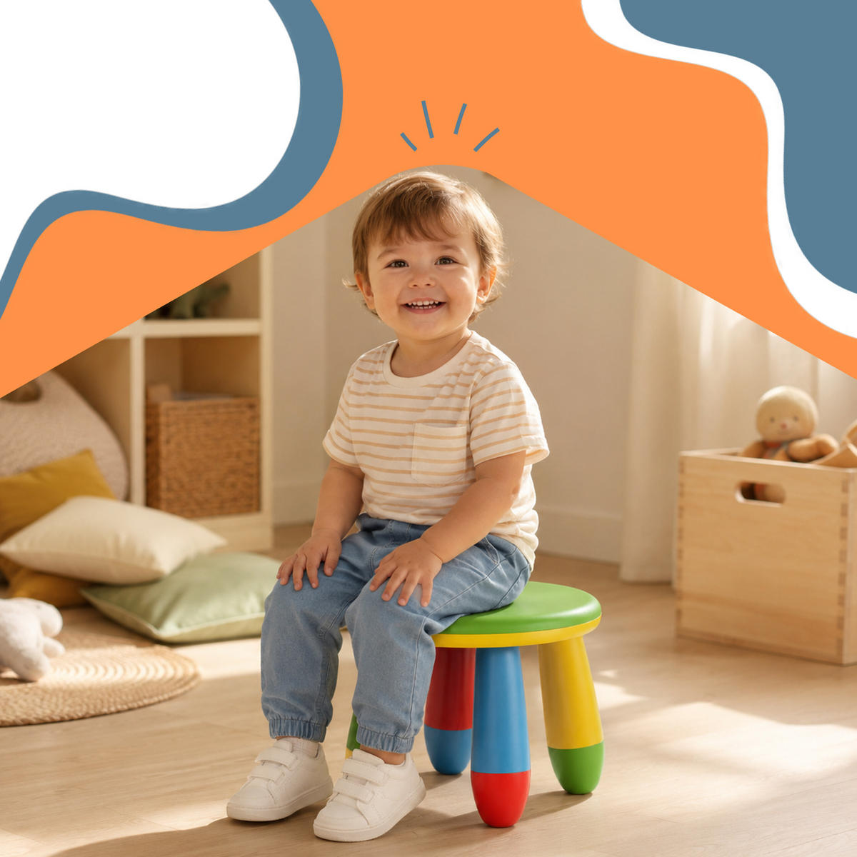 STOLIČKA Barevná dětská plastová výška sedu 26 cm - různobarevná, plast (28/26/28cm) - Relaxdays